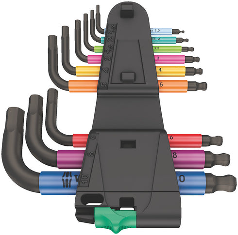 Wera 950/9 Hex-Plus Multicolour 2 9支裝彩黑波頭公制六角匙